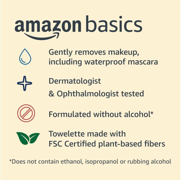 Basics Make Up Remover Wipes, Fragrance Free, 25 Count, Pack of 2 (Previously Solimo) - Image 2