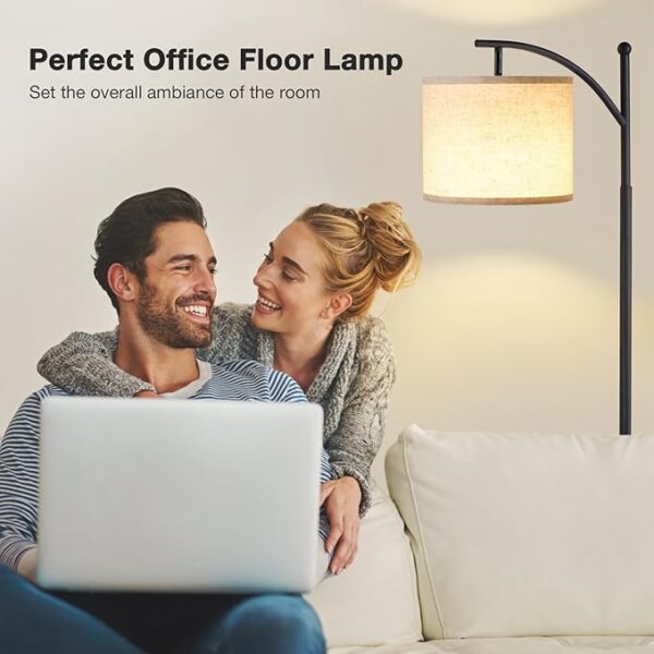 Ambimall 60″ Floor Lamps for Living Room with 3 Color Temperatures, Standing Lamp Tall with Adjustable Linen Shade, Tall Lamps for Living Room Bedroom Office Classroom Dorm Room(9W Bulb Included) - Image 3