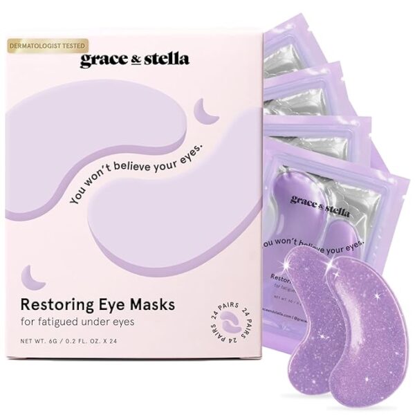 grace & stella Under Eye Patches for Puffy Eyes and Dark Circles (Retinol, 24 Pairs) Restoring Gel Under Eye Masks with Hyaluronic Acid – Vegan Cruelty-Free Skincare Birthday Gifts for Women