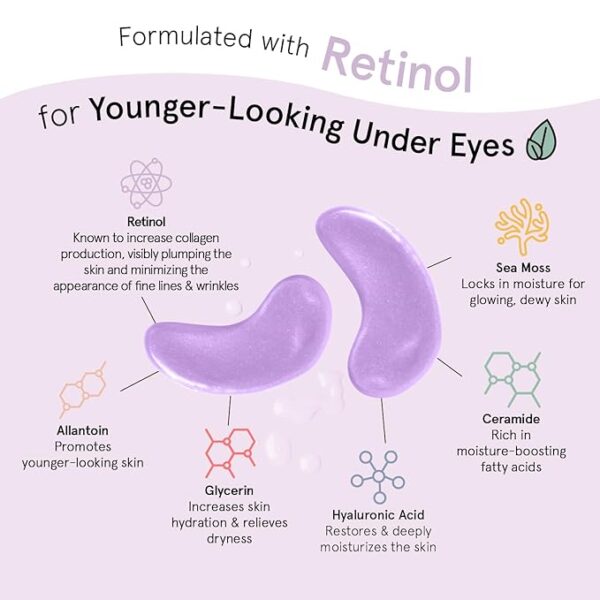 grace & stella Under Eye Patches for Puffy Eyes and Dark Circles (Retinol, 24 Pairs) Restoring Gel Under Eye Masks with Hyaluronic Acid – Vegan Cruelty-Free Skincare Birthday Gifts for Women - Image 2