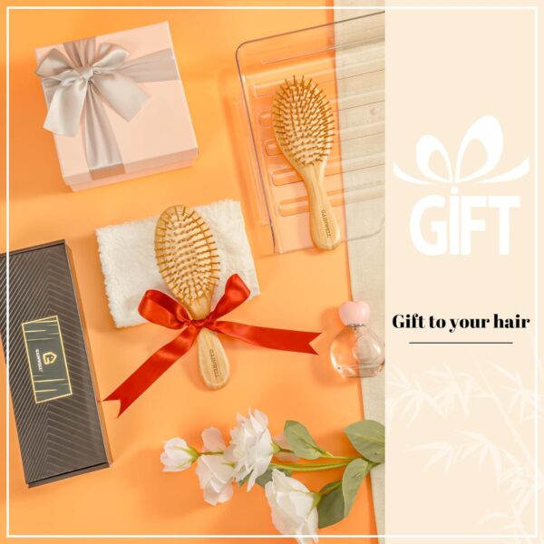 Bamboo Hair Brush for Hair Growth, Natural Bamboo Bristles Detangling Wooden Paddle Hairbrush for Massaging Scalp, for Women Men and Kids, for All Hair Types, with Ergonomic handle - Image 3