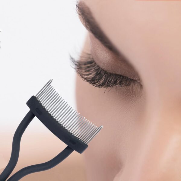 Eyelash Comb MSQ Eyelash Separator Mascara Applicator Eyelash Definer With Comb Cover Arc Designed Cosmetic Brushes Tool Black (1PCS) - Image 2