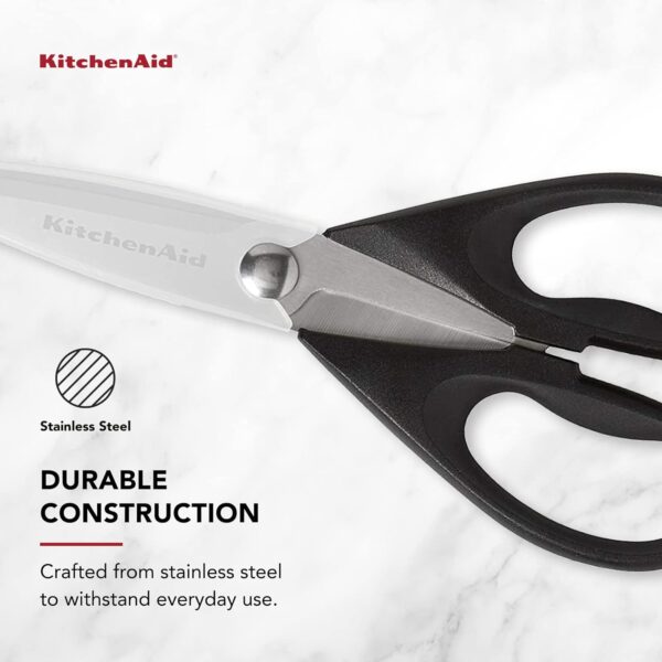 KitchenAid All Purpose Kitchen Shears with Protective Sheath Durable Stainless Steel Scissors, Dishwasher Safe, Soft Grip Comfort Handle, 8.72 Inch, Black - Image 3