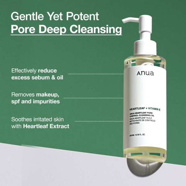 Anua Heartleaf Pore Control Cleansing Oil, Oil Cleanser for Face, Makeup Blackhead Remover, Korean Skin Care 6.76 fl oz(200ml) (original) - Image 4