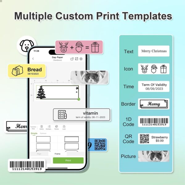 Nelko Label Maker Machine with Tape, P21 Bluetooth Label Printer, Wireless Mini Label Makers with Multiple Templates for Organizing Office Home, White - Image 2