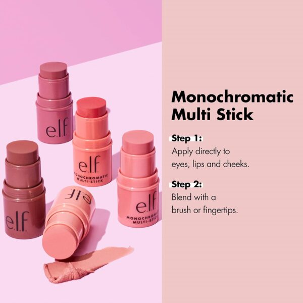 e.l.f. Monochromatic Multi Stick, Luxuriously Creamy & Blendable Color, For Eyes, Lips & Cheeks, Dazzling Peony, 0.17 Oz - Image 4