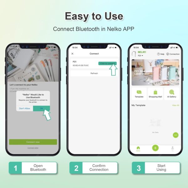 Nelko Label Maker Machine with Tape, P21 Bluetooth Label Printer, Wireless Mini Label Makers with Multiple Templates for Organizing Office Home, White - Image 6
