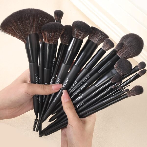 LORYP Black Makeup Brushes Set 21Pcs Powder Blush Foundation Concealer Highlighter Brush Vegan Pro Face and Eye Brush Kit - Image 3