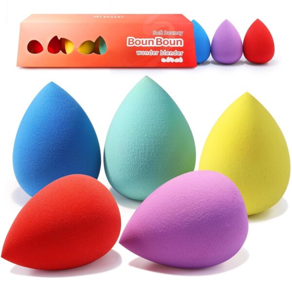 BEAKEY Makeup Sponge 5 Pcs Set, Latex-Free Boun Boun Beauty Sponge for Blending