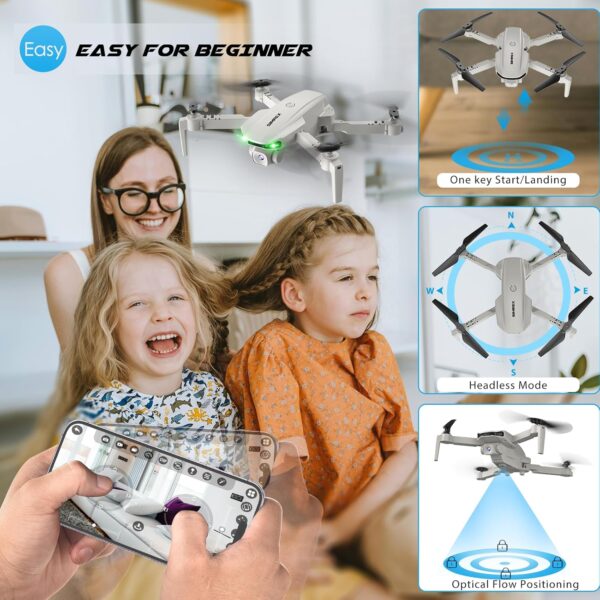 Drone With Camera 1080P for Kids And Adults, RC Quadcopter Drone with Altitude Hold, Mini Drone With One Key Start, Waypoint Fly, Headless Mode, 3D Flip, 3 Speeds, Remote Control Drone for Beginners - Image 4