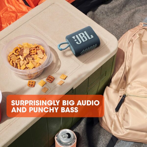 JBL Go 3 - Portable Mini Bluetooth Speaker, big audio and punchy bass, IP67 waterproof and dustproof, 5 hours of playtime, speaker for home, outdoor and travel (Blue) - Image 3