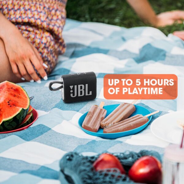 JBL Go 3 - Portable Mini Bluetooth Speaker, big audio and punchy bass, IP67 waterproof and dustproof, 5 hours of playtime, speaker for home, outdoor and travel (Blue) - Image 5