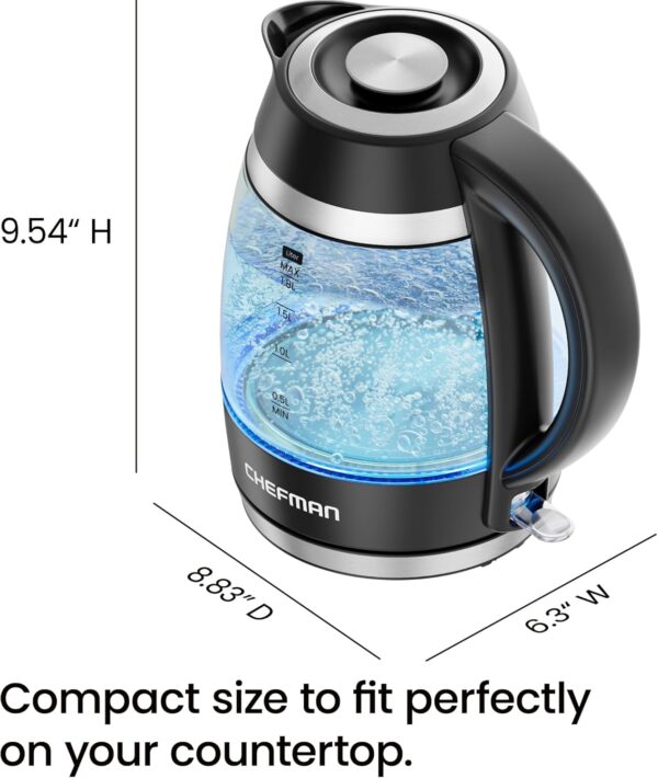 Chefman Electric Kettle, 1.8L 1500W, Hot Water Boiler - Image 4