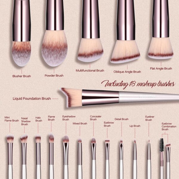 BS-MALL Makeup Brush Set 18 Pcs - Image 2
