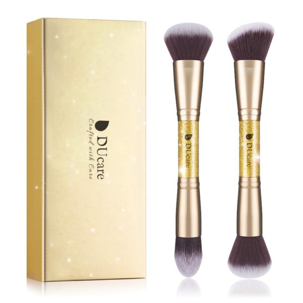 DUcare Makeup Brushes Duo End Foundation Powder Buffer and Contour Brush Synthetic Cosmetic Tools 2Pcs