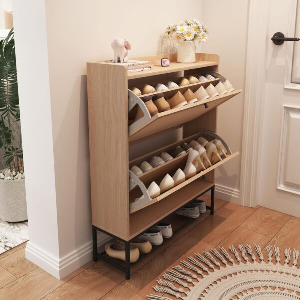 AVZEAR Freestanding Shoe Cabinet with 2 Flip Drawers,