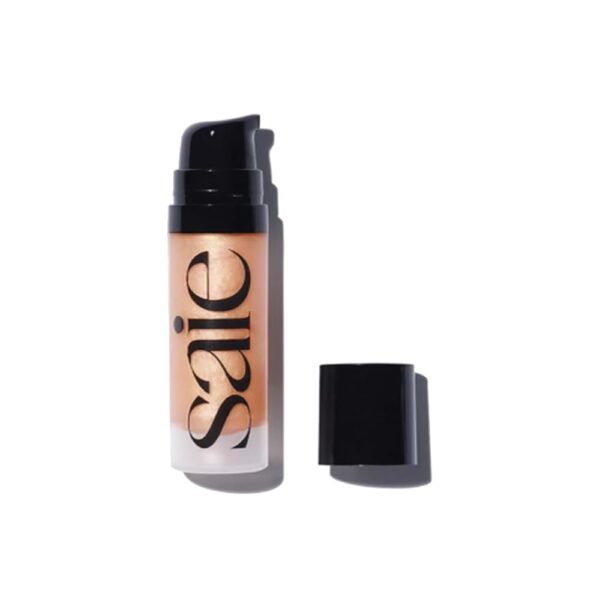 Saie Mini Glowy Super Gel Lightweight Illuminator - Luminizer + Makeup Primer for Glowing Skin - Enriched with Vitamin C + Hydrating Squalane Oil - Sunglow (0.5 oz)