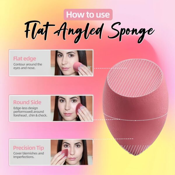 Makeup Sponge Set BS-MALL with Storage Case 7 Pcs for Liquid, Cream, and Powder,SAVE Foundation with 1 Mini Makeup Sponge For Travel Daily Use (A-Pink） - Image 2