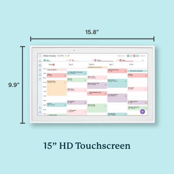 Skylight Calendar: 15-inch Wall Planner Digital Calendar & Chore Chart, Smart Touchscreen Interactive Display for Family Schedules – Wall Mount Included, Great for Organizing Your 2025 Calendar - Image 7
